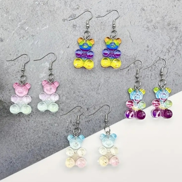 Random Color Ombre Style Gummy Bear Earrings! 2 new pairs. - Picture 2 of 3